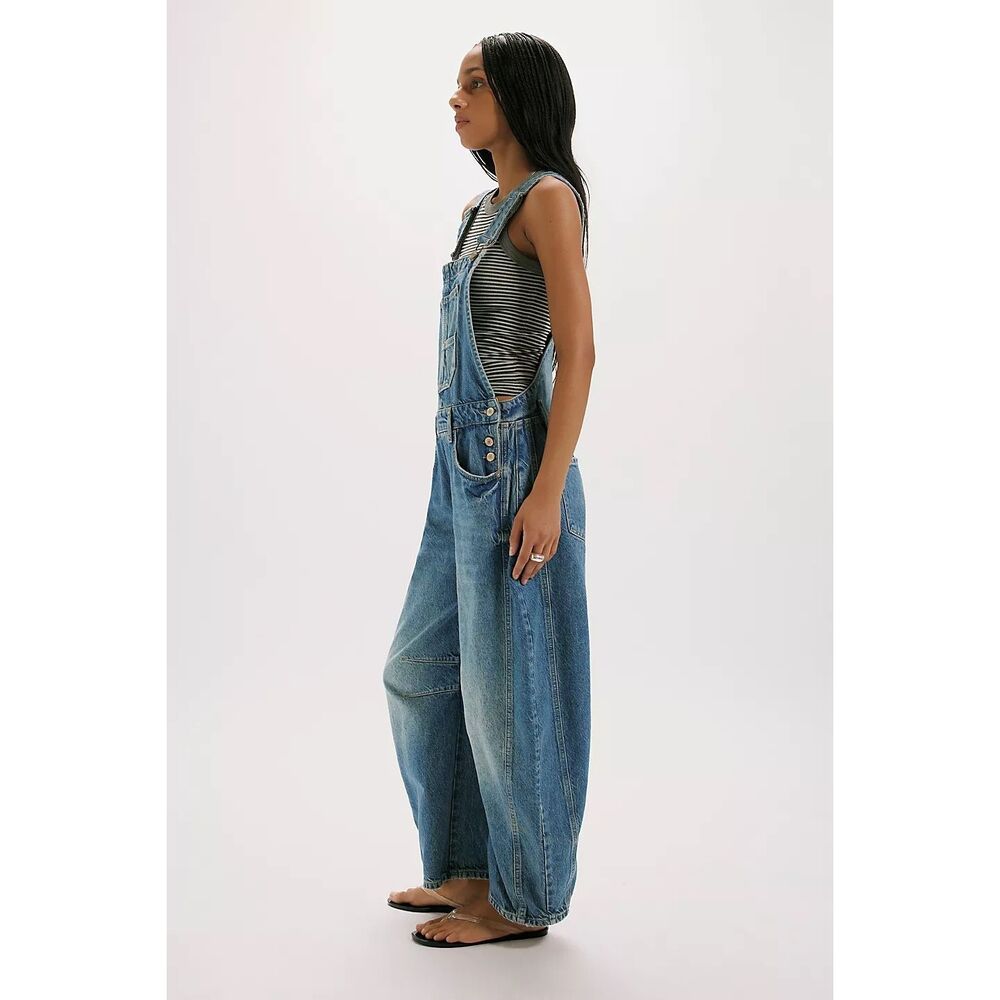 Free People We The Free Good Luck Barrel Dungarees Size M - Picture 3 of 13